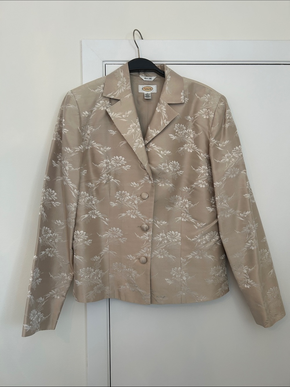 Talbots Beige Floral Jacquard Blazer